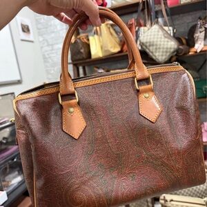 Etro Brown and Tan Paisley Satchel